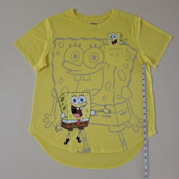 SpongeBob SquarePants Women's Yellow Graphic Crewneck Short Sleeve T-Shirt - Picture 8 of 15